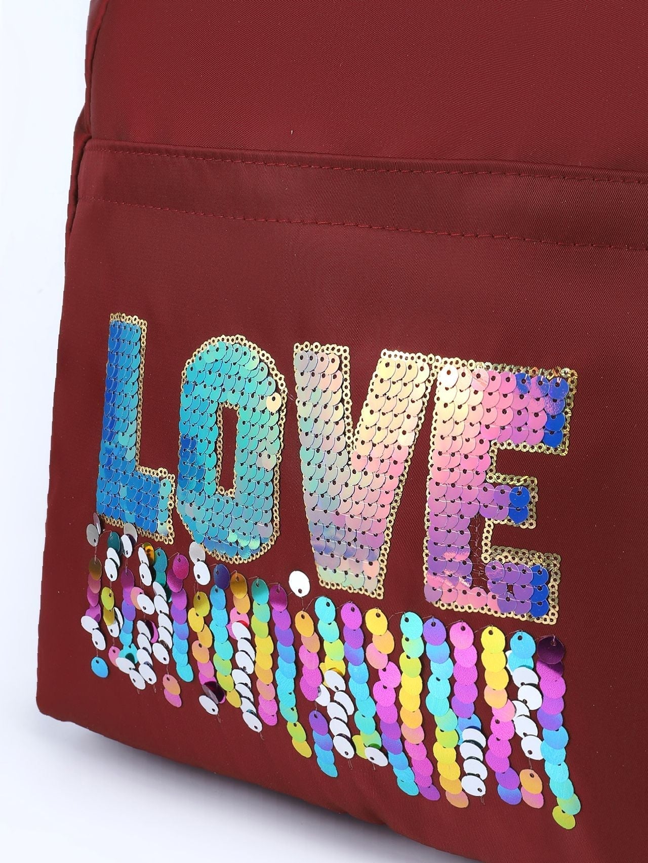 Futurecen - Sequin Letter Decor Shoulder Tote Bag  - Women Tote Bags