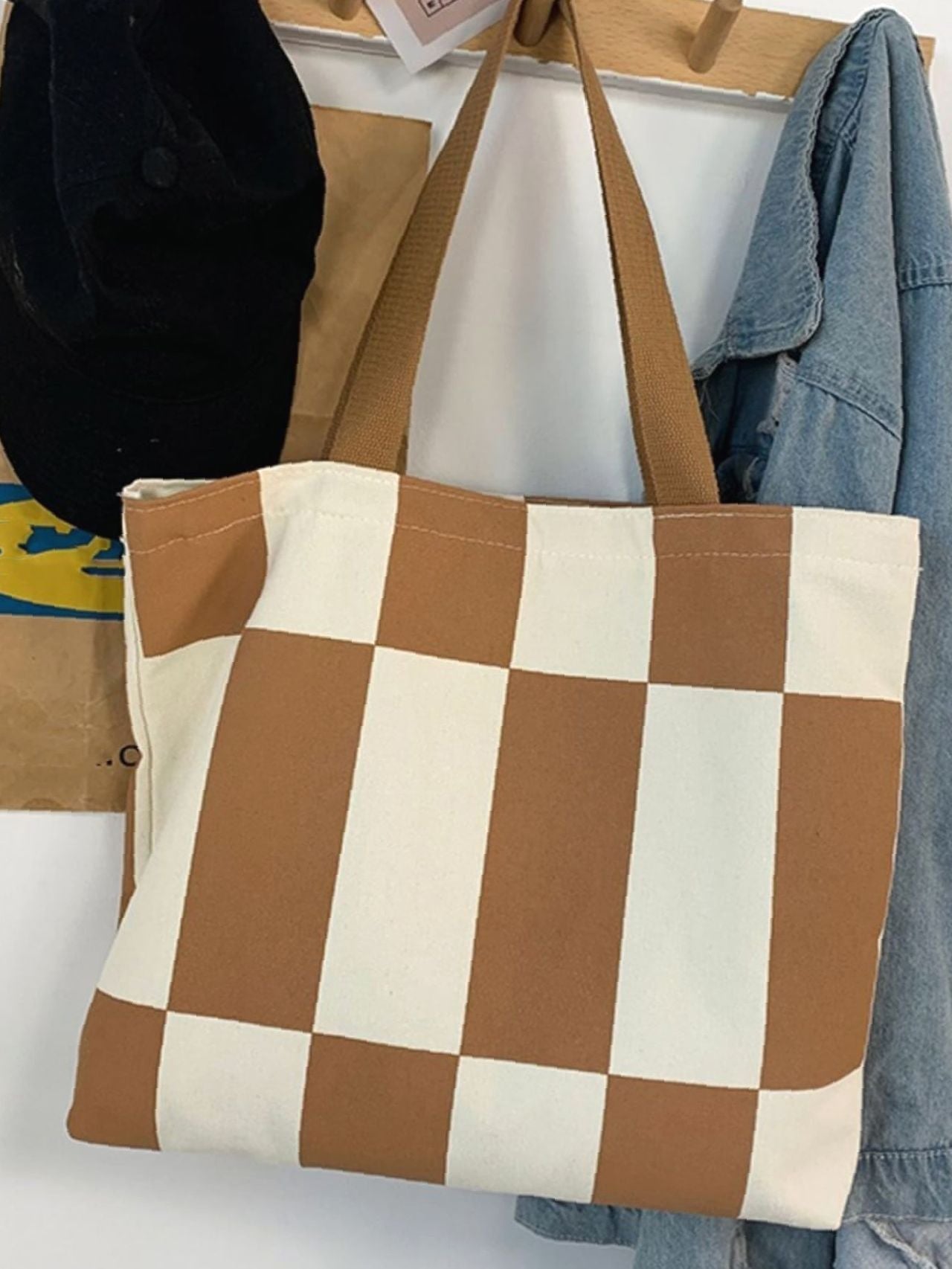 Futurecen - Two Tone Geometric Graphic Shopper Bag  - Women Tote Bags