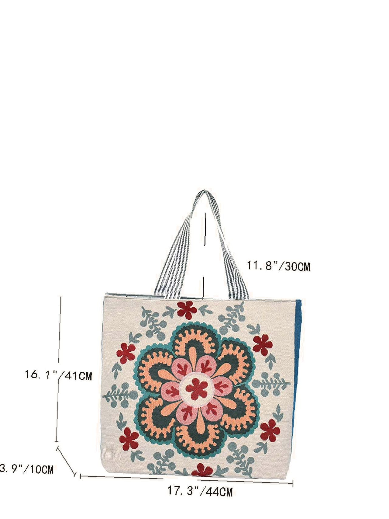 Futurecen - Flower Pattern Canvas Tote Bag  - Women Tote Bags