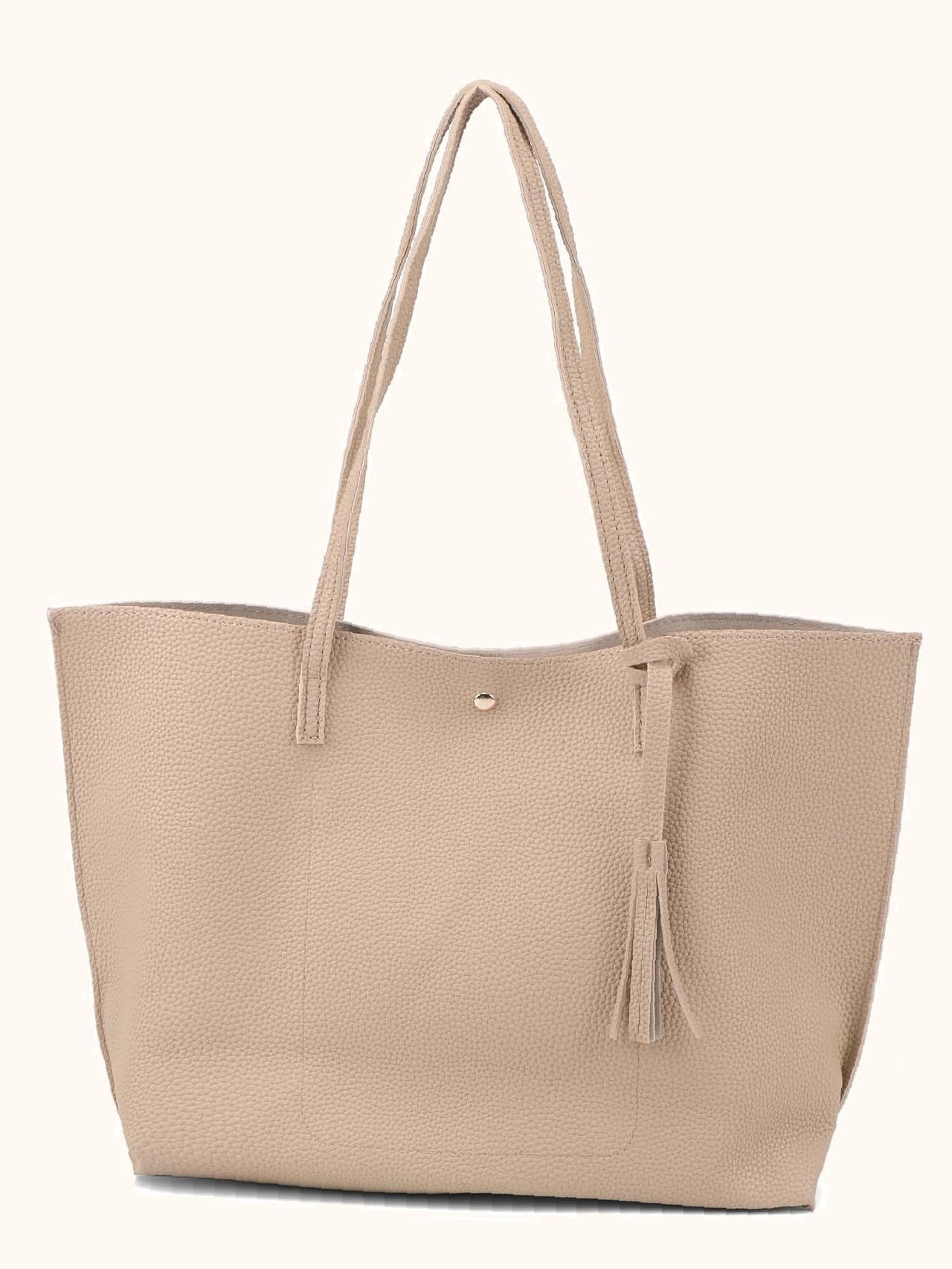 Futurecen - Pebble Embossed Tassel Decor Tote Bag  - Women Tote Bags