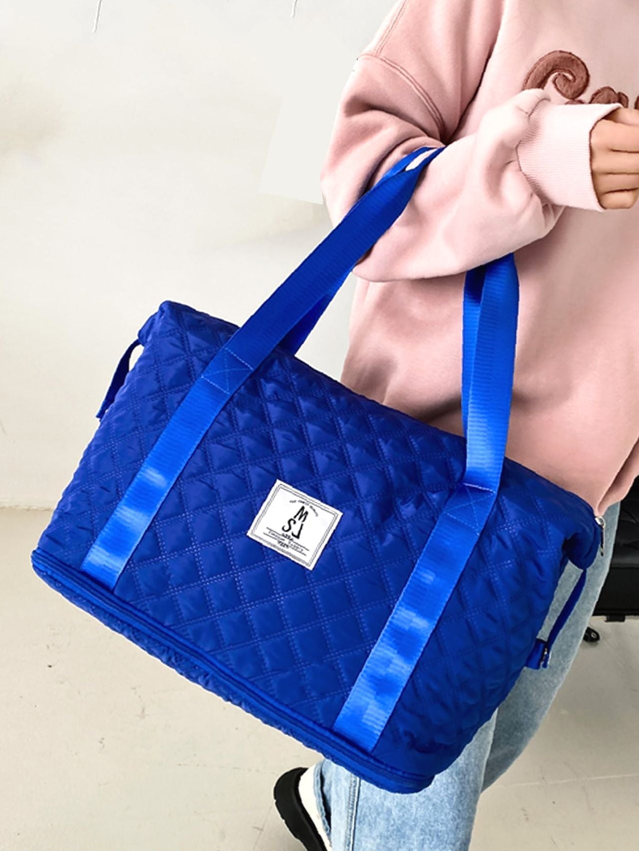 Futurecen - Quilted Patch Detail Duffel Bag  - Women Tote Bags