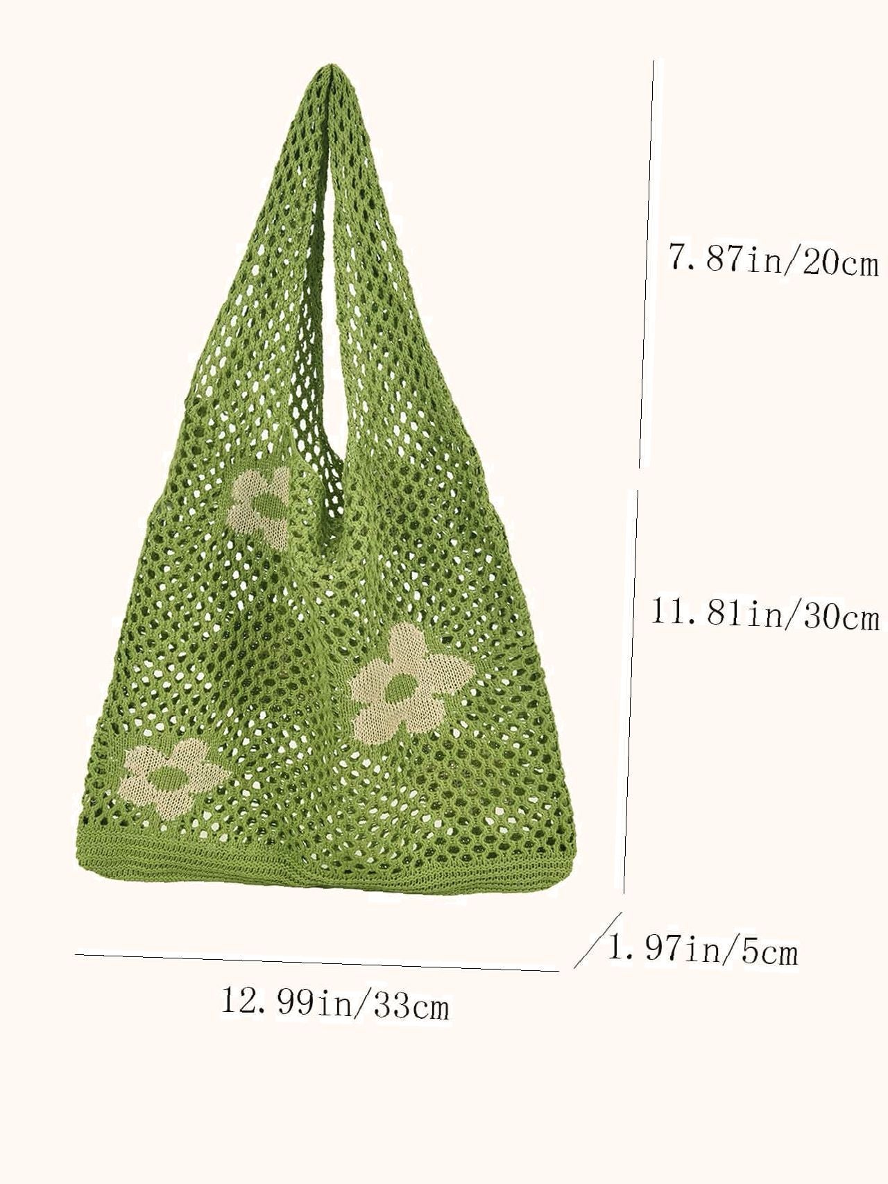 Futurecen - Flower Print Crochet Shopper Bag  - Women Tote Bags