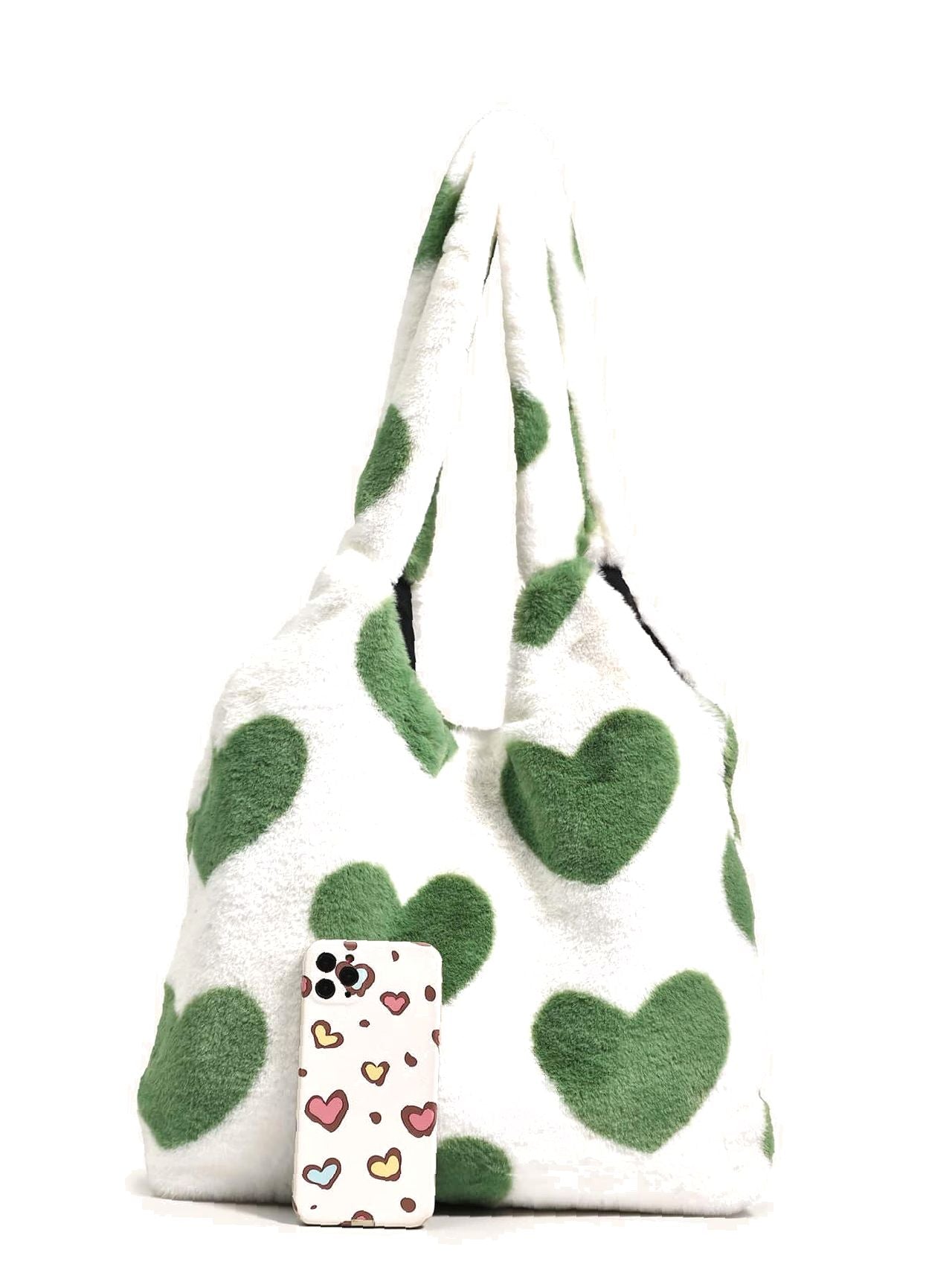 Futurecen - Heart Graphic Fluffy Tote Bag  - Women Tote Bags