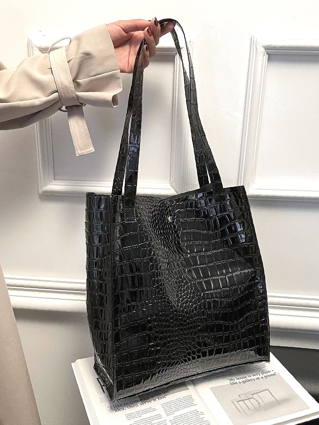 Futurecen - Crocodile Embossed Tote Bag  - Women Tote Bags