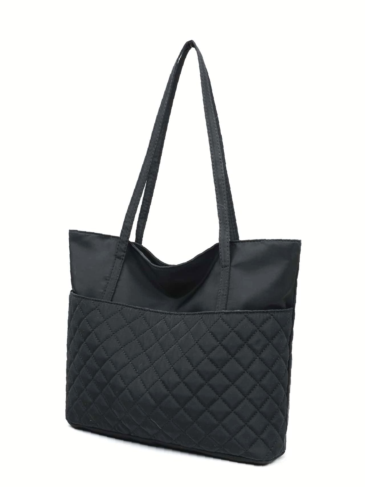 Futurecen - Argyle Quilted Large Capacity Shoulder Tote Bag  - Women Tote Bags