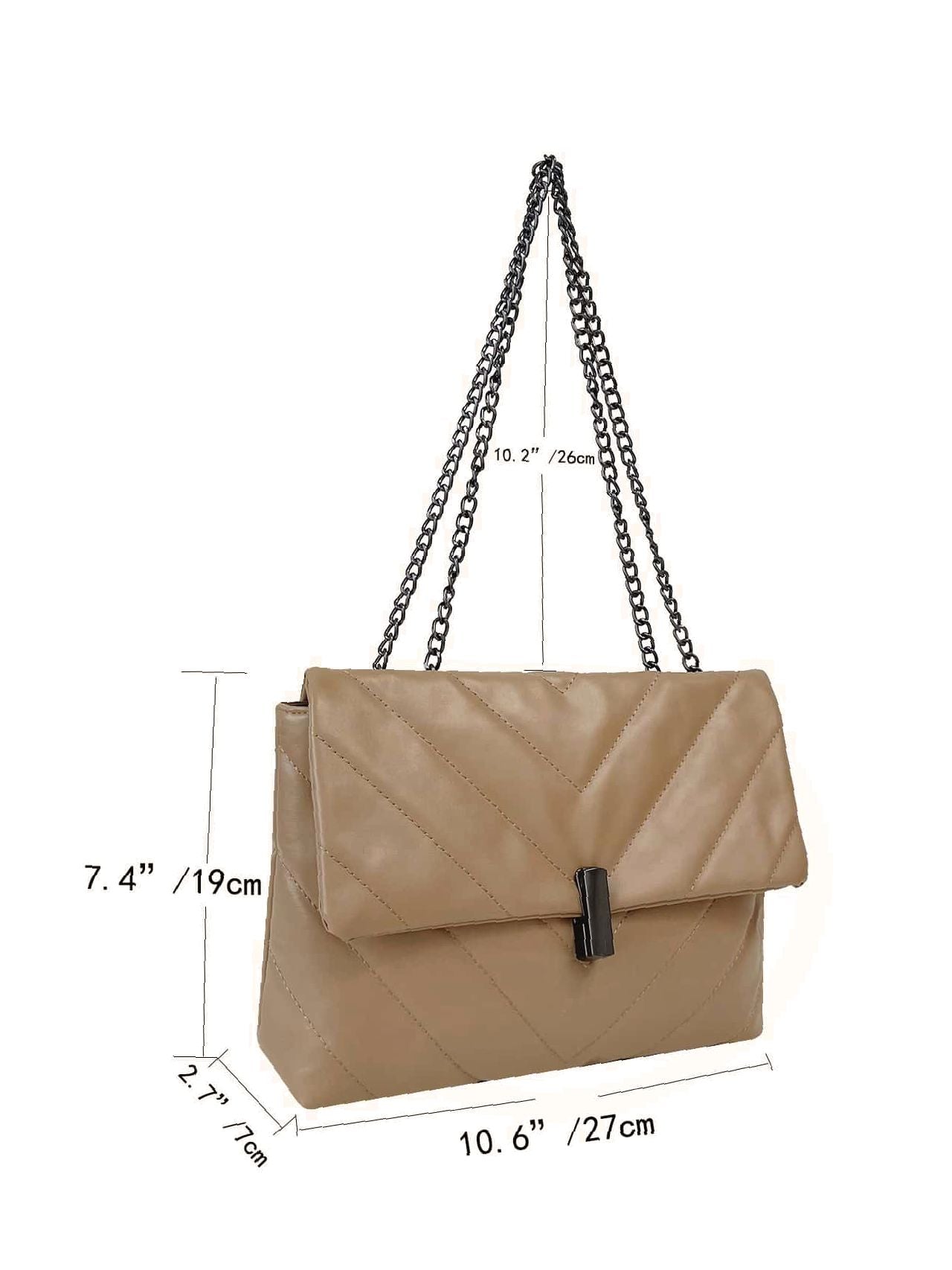 Futurecen - Minimalist Chevron Chain Flap Tote Bag  - Women Tote Bags