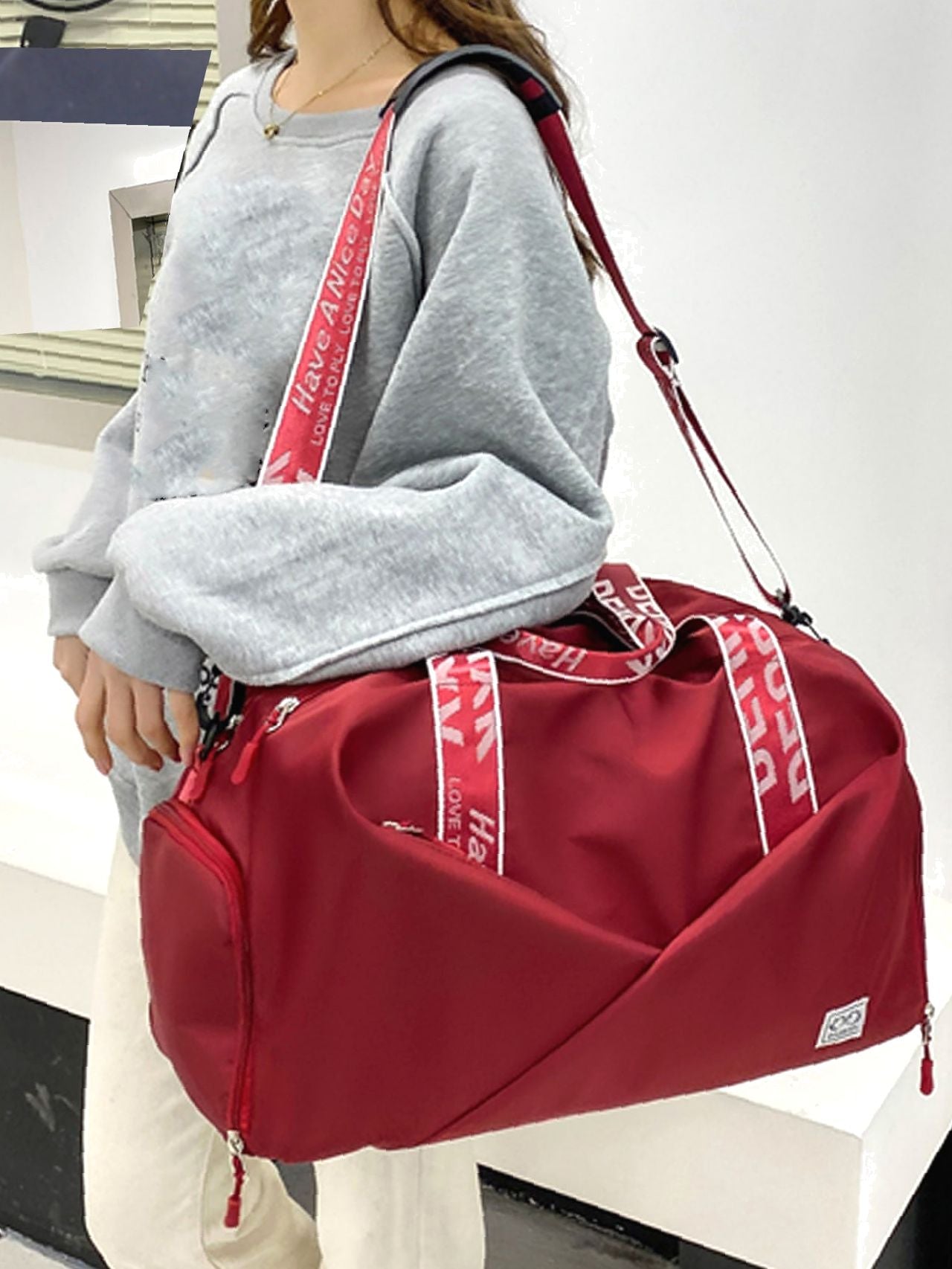 Futurecen - Minimalist Large Capacity Letter Strap Duffel Bag  - Women Tote Bags