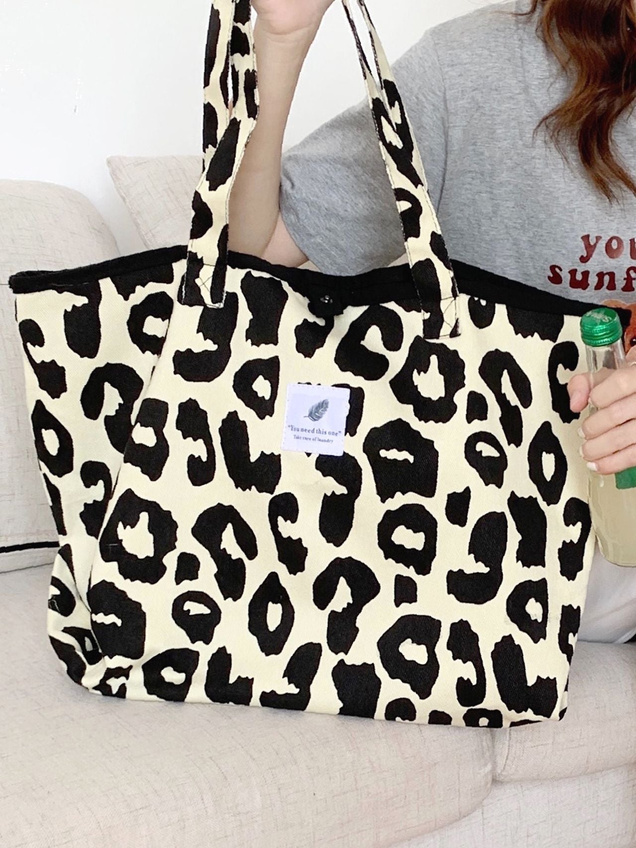 Futurecen - Leopard Tote Bag with Inner Pouch  - Women Tote Bags