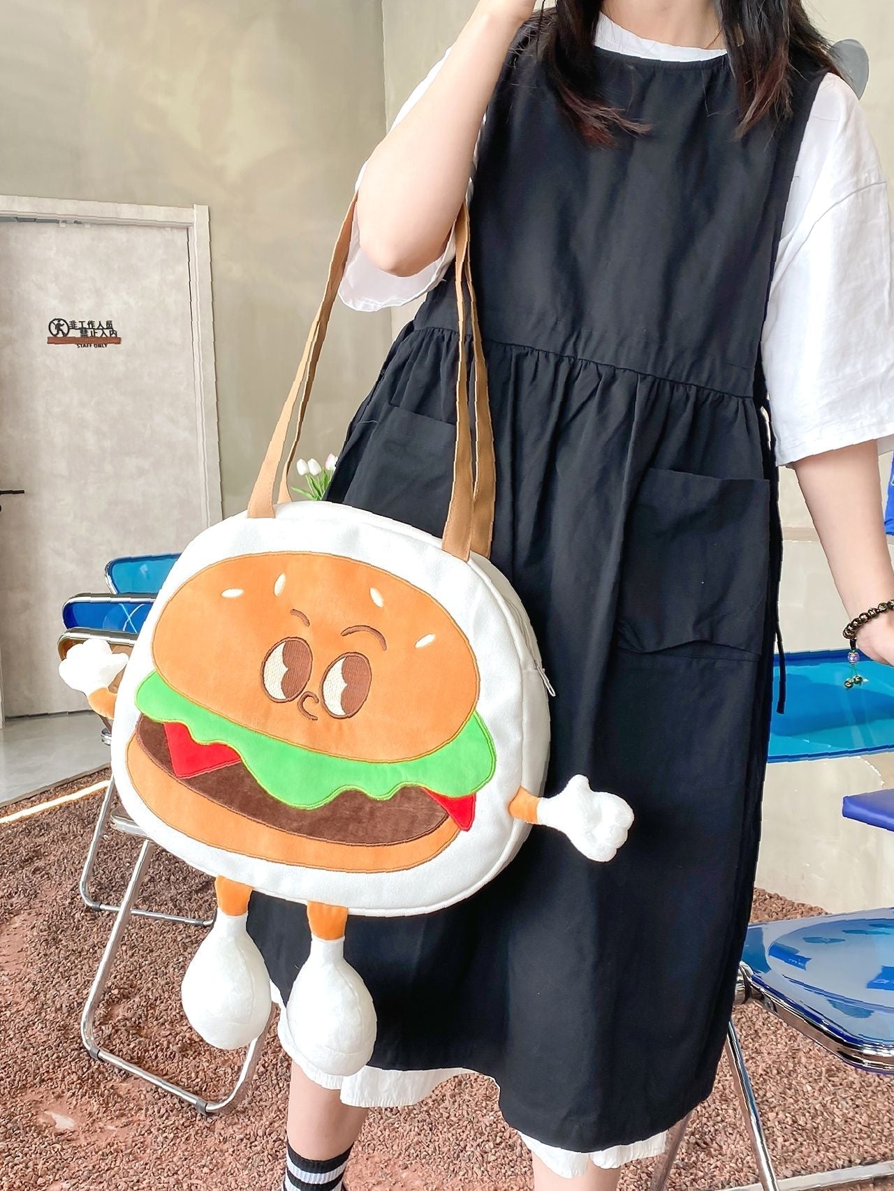 Futurecen - Hamburger Design Shoulder Tote Bag  - Women Tote Bags