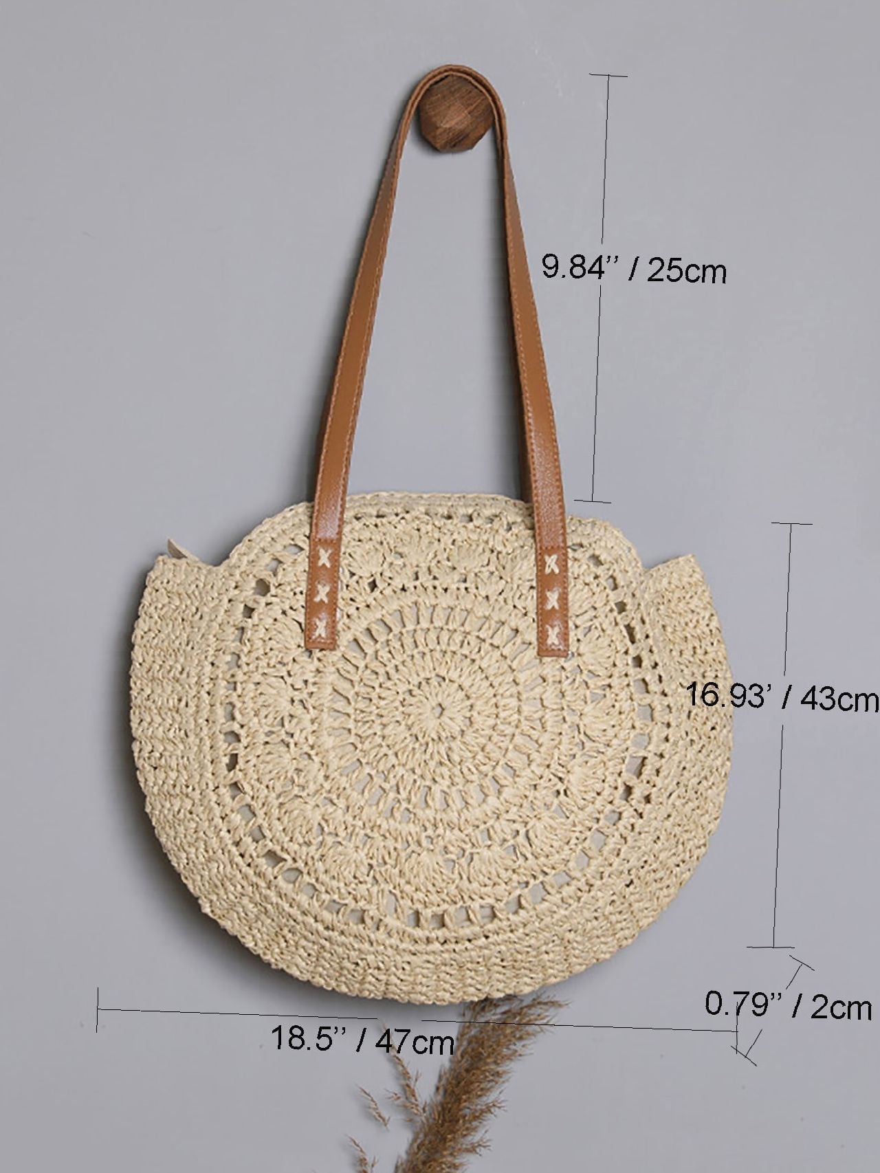 Futurecen - Hollow Out Circle Straw Bag  - Women Tote Bags