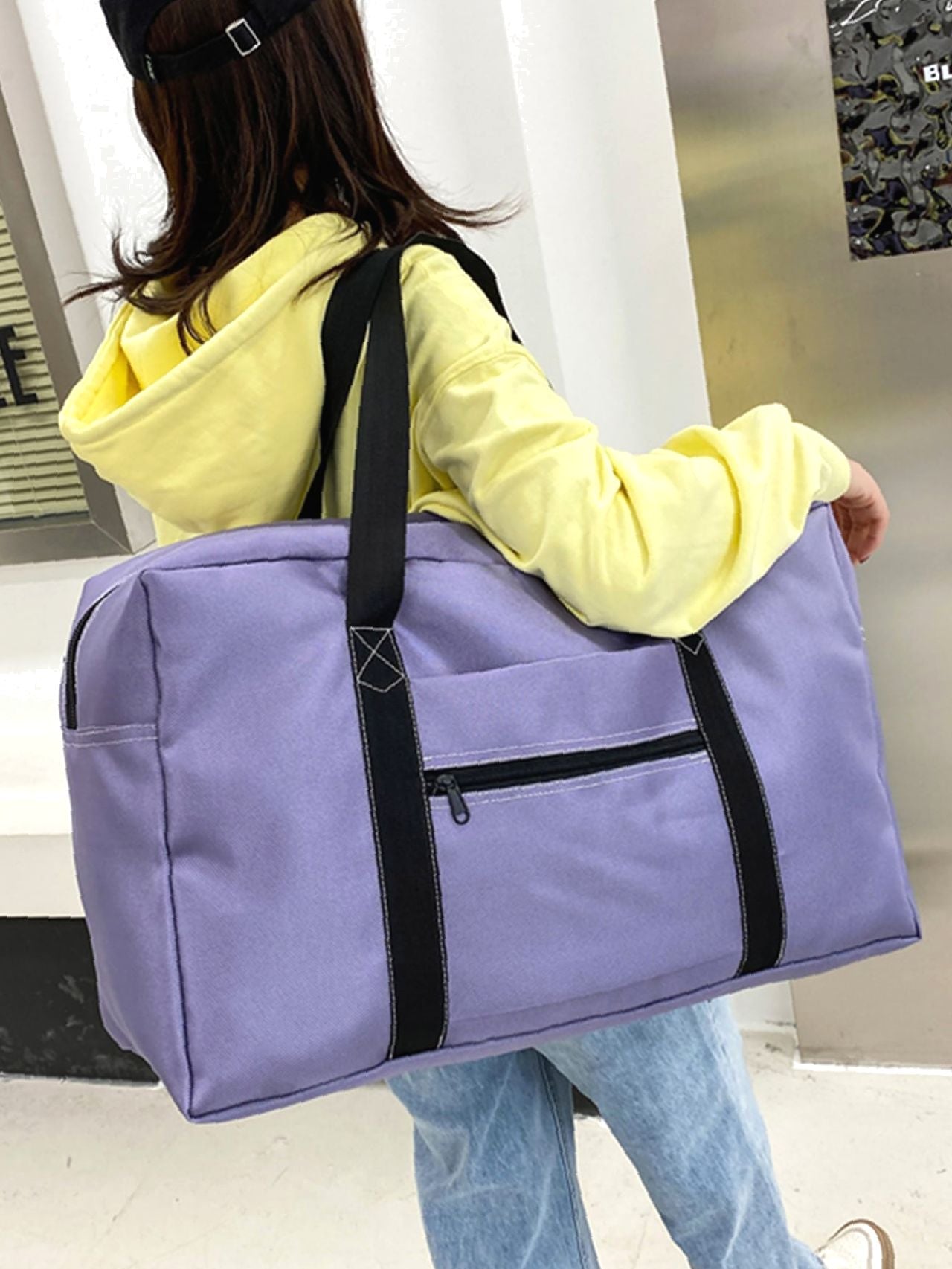 Futurecen - Contrast Binding Large Capacity Duffel Bag  - Women Tote Bags