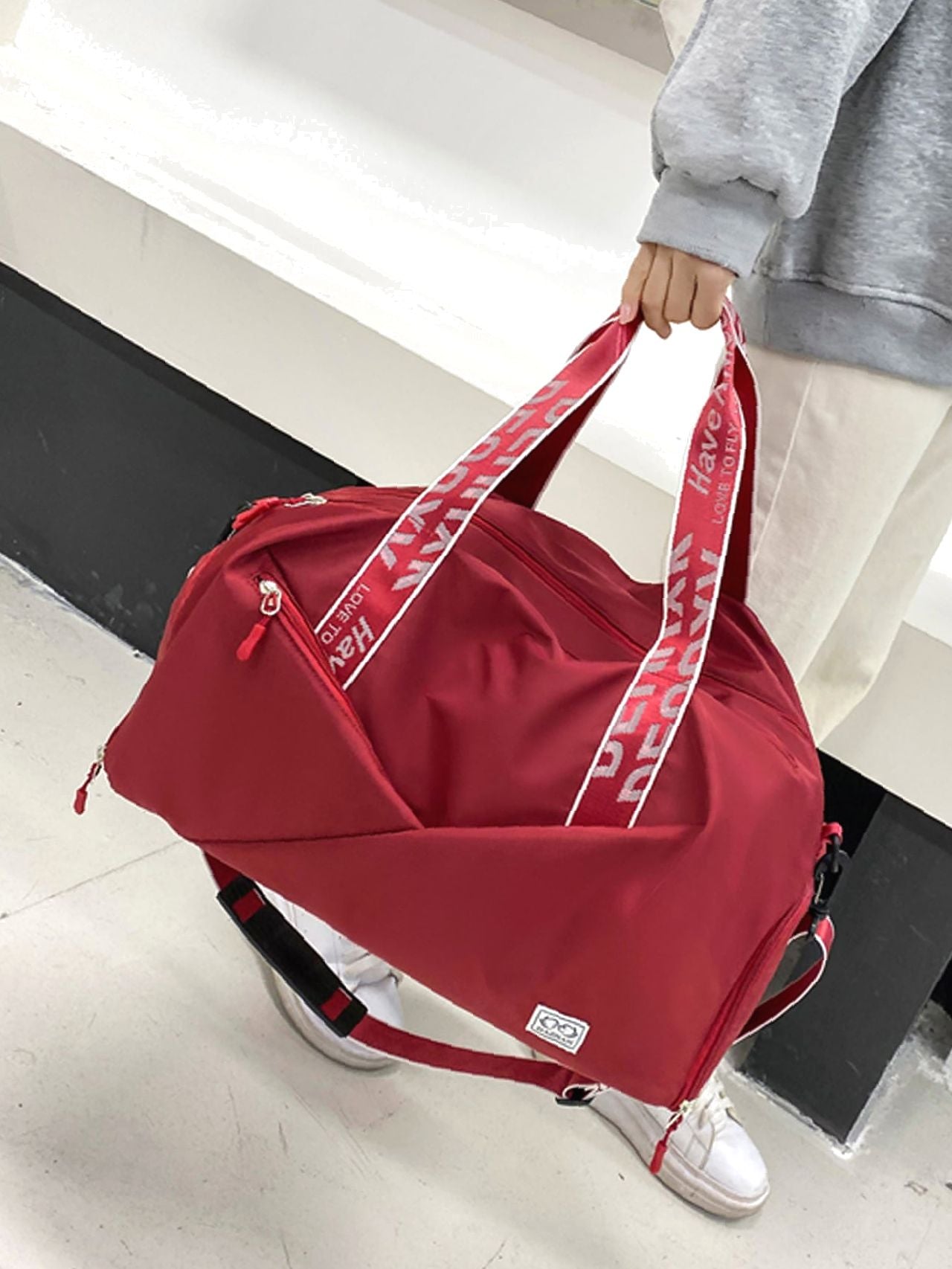 Futurecen - Minimalist Large Capacity Letter Strap Duffel Bag  - Women Tote Bags