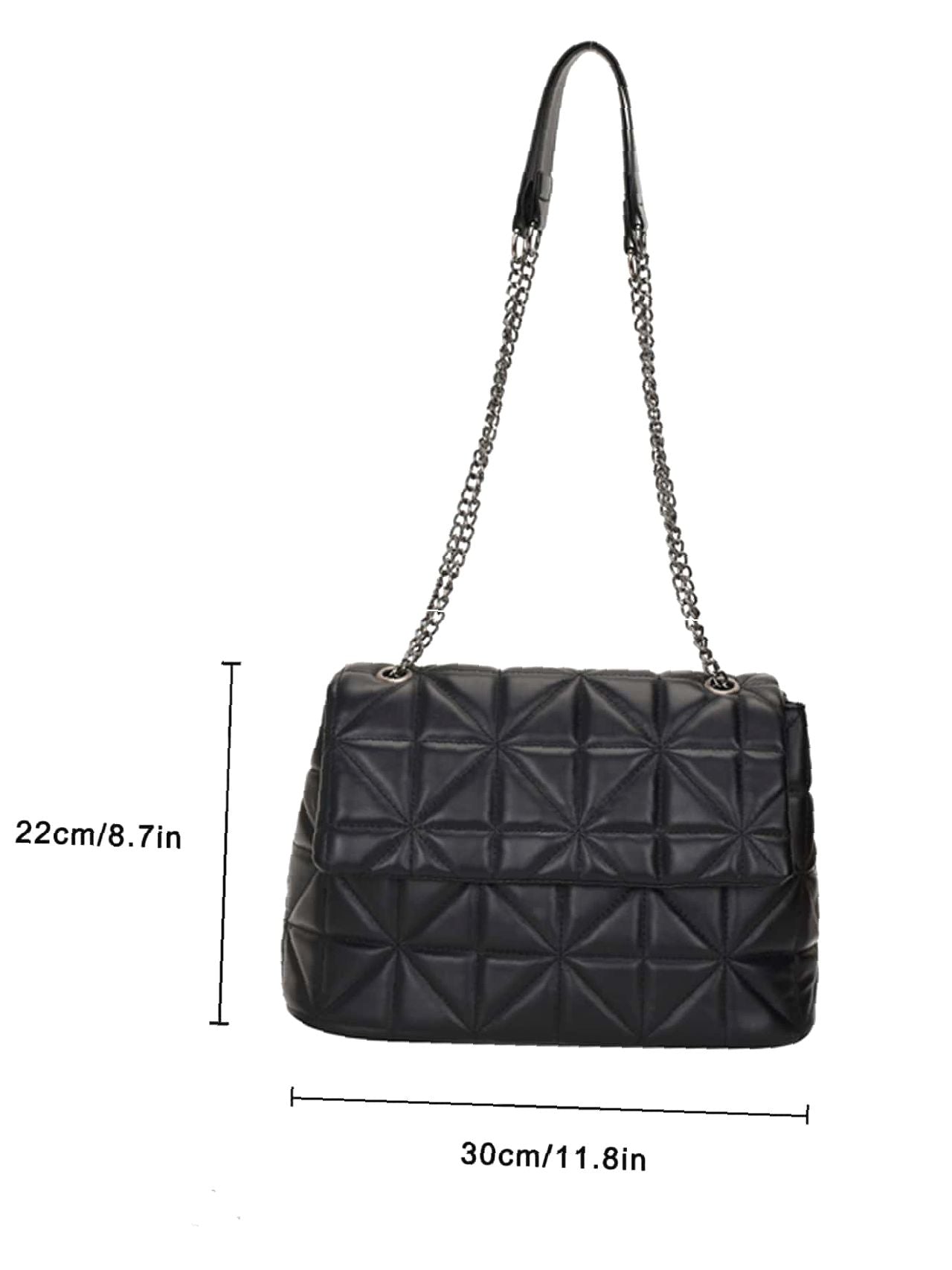 Futurecen - Quilted Flap Chain Square Bag  - Women Tote Bags