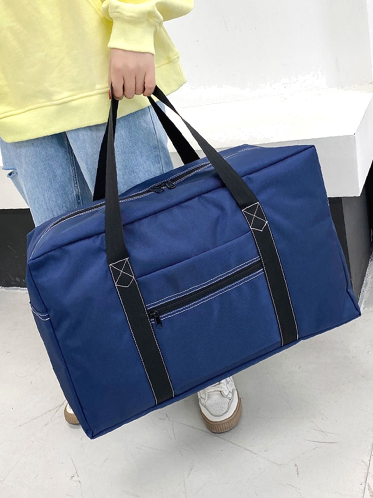 Futurecen - Contrast Binding Large Capacity Duffel Bag  - Women Tote Bags