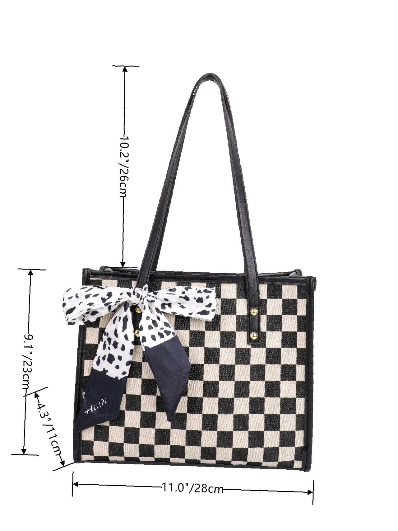 Futurecen - Twilly Scarf Decor Plaid Graphic Tote Bag  - Women Tote Bags