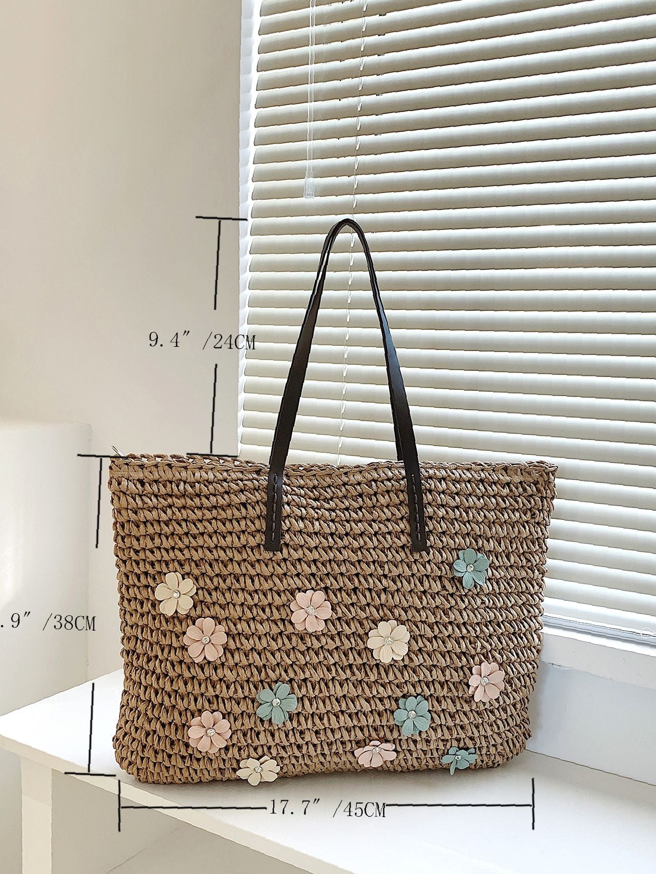 Futurecen - Floral Decor Straw Bag  - Women Tote Bags