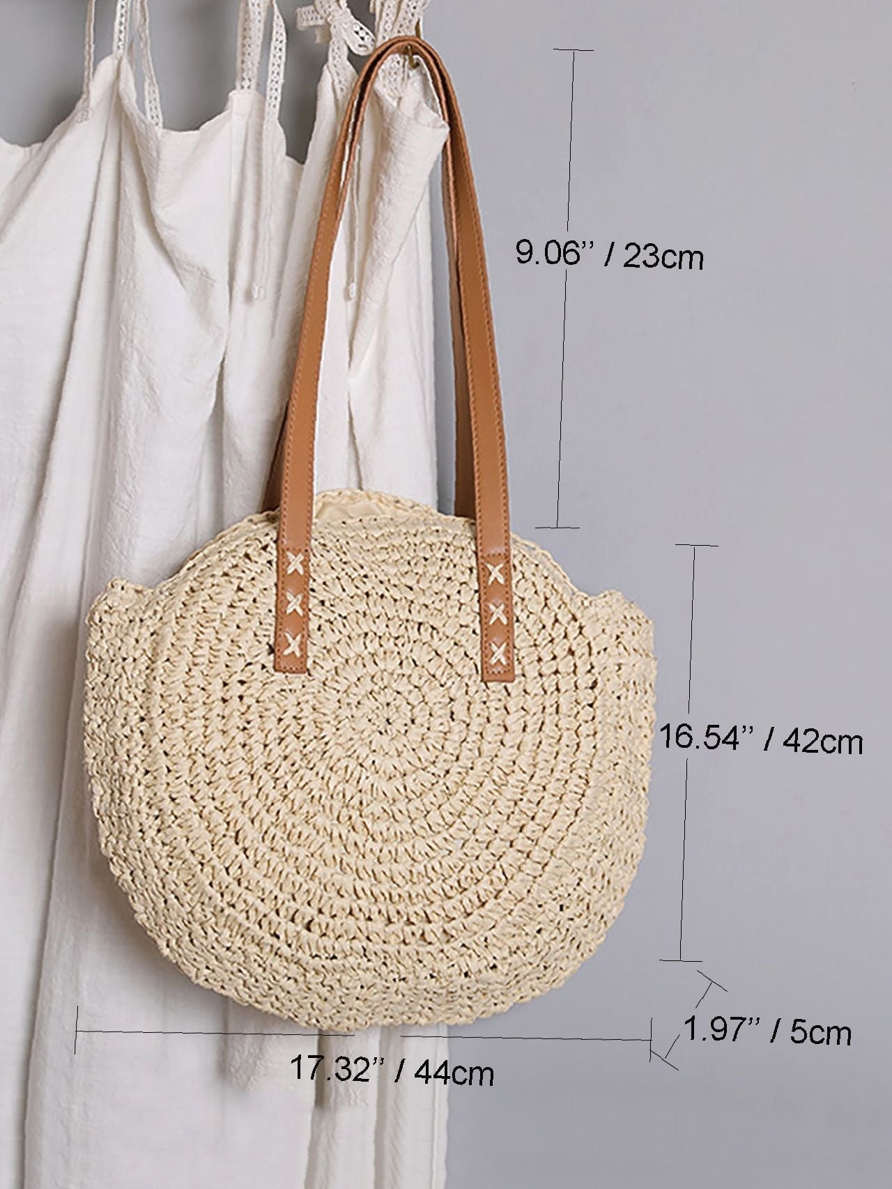 Futurecen - Circle Straw Shoulder Tote Bag  - Women Tote Bags