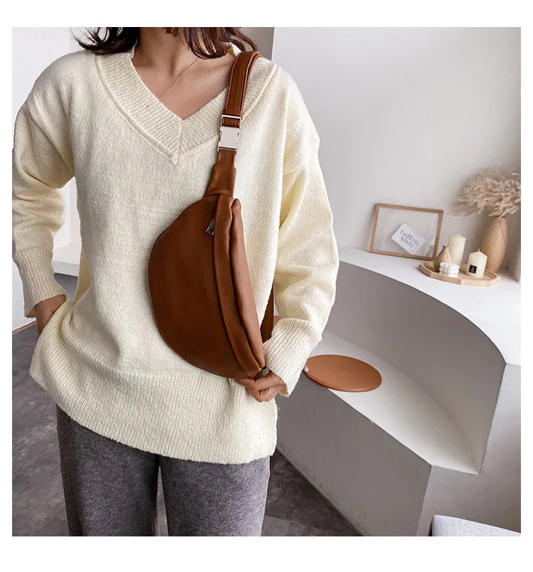 Futurecen Casual Waist Bag Women Chest Bag Shoulder Bags Female PU Leather Belt Bags Female  Fanny Pack