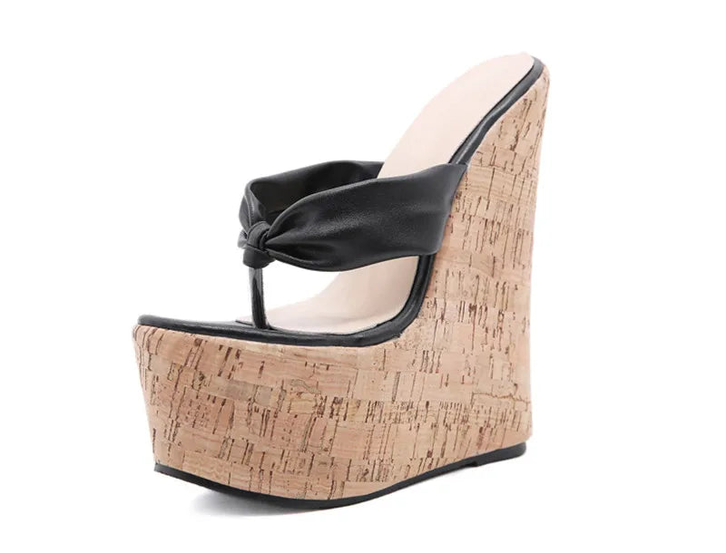 Futurecen 2024 New Sexy Super 18CM High Heels Platform Wedges Pinch Slippers Women Sandals Mules Shoes Size 35-42