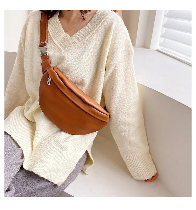 Futurecen Casual Waist Bag Women Chest Bag Shoulder Bags Female PU Leather Belt Bags Female  Fanny Pack