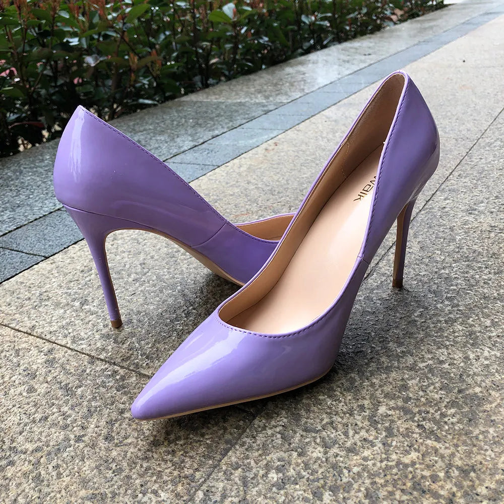 Futurecen Classic Design Women Pointed Toe High Heel Shoes Elegant OL Ladies Fashion Slip on Pumps Chic Stilettos Light Purple