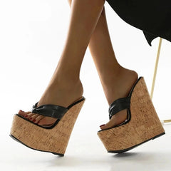 Futurecen 2024 New Sexy Super 18CM High Heels Platform Wedges Pinch Slippers Women Sandals Mules Shoes Size 35-42