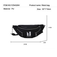 Futurecen  -  Leather Luxury Brand Fanny Pack Female Large Capacity Letter Waist Pack Waist Bag for Women PU Belt Bag Multifunction Chest Bags