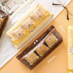 Futurecen  -  Biscuit Pencil Case Kawaii Pencil Pouch Cute Stationery Brooch Plush Pen Case School Supplies Cartucheras Escolares Pencil Cases