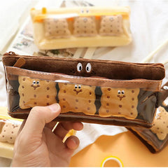 Futurecen  -  Biscuit Pencil Case Kawaii Pencil Pouch Cute Stationery Brooch Plush Pen Case School Supplies Cartucheras Escolares Pencil Cases