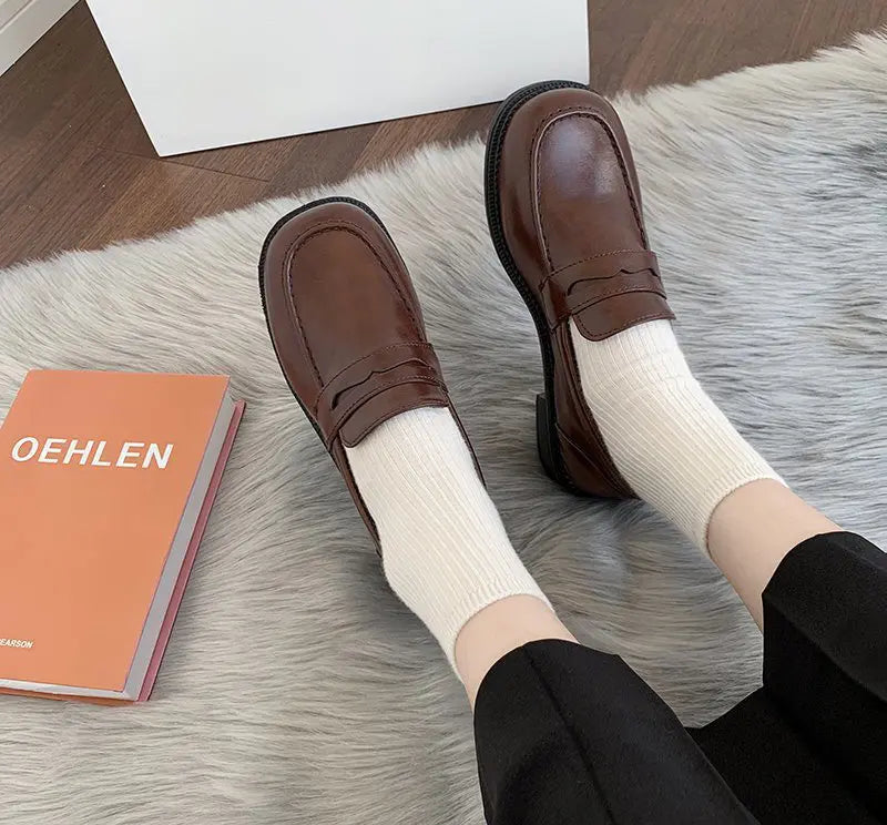 Futurecen Loafers Women Jk Uniform Shoes Uwabaki Japanese JK Round Toe Women Girls School Students Mary Janes Lolita Brown Cosplay Shoes