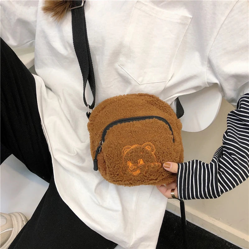 Futurecen  -  Women Fashion Small Shoulder Bags for Ladies Phone Pouch Warm Cute Style Casual Solid Color Messenger Bag Girl  Crossbody