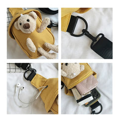 Futurecen  -  Japanese Little Cute Bear Girl Chest Pack Diagonal Bag Casual Messenger Bag Phone Pouch Bags Crossbody Bags Headphone Hole