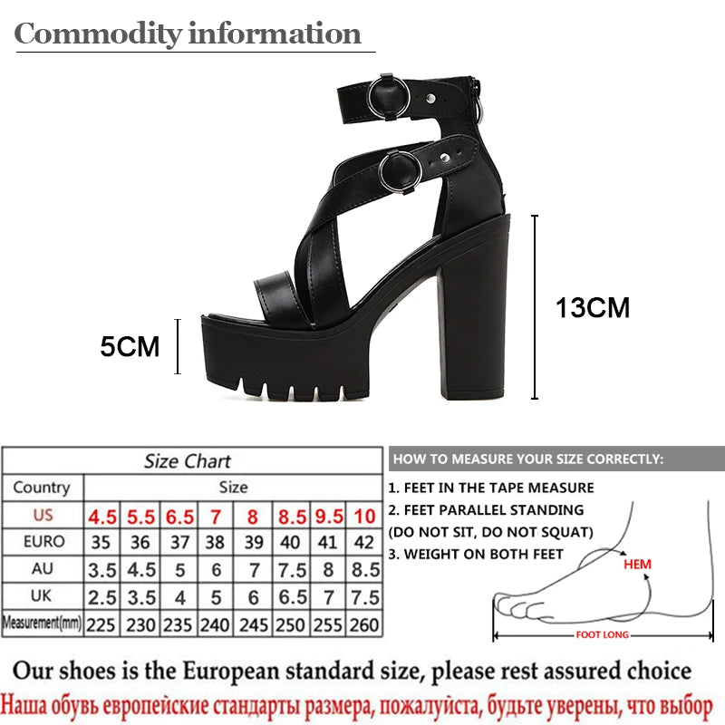 Futurecen Fashion Solid Platform Women Sandals Summer Shoes Open Toe Rome Style High Heels Fashion Buckle Gladiator Shoes Woman