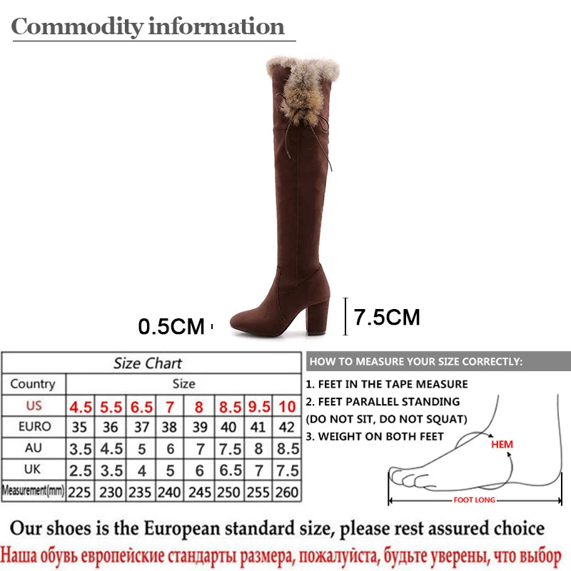 Futurecen  Female Snow Boots Winter Warm Shoes Woman Suede Over the Knee High Booties Shoes High Quality  New Arrival Plush