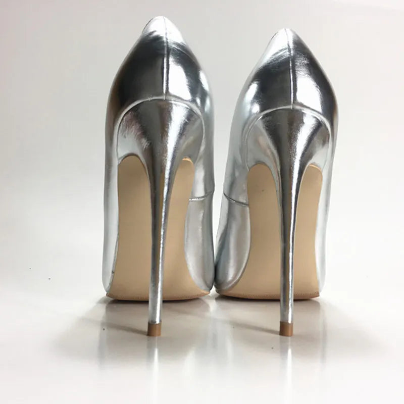 Futurecen Silver Matte Women Sexy Stilettos Pumps 8cm 10cm 12cm Pointed Toe High Heels Elegant Ladies Wedding Bridemaids Shoes