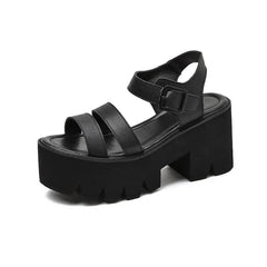 Futurecen   Black Platform Women Sandals Summer Female Shoes Woman Chunky Heel Fashion Buckle Causal Sandals Open Toe