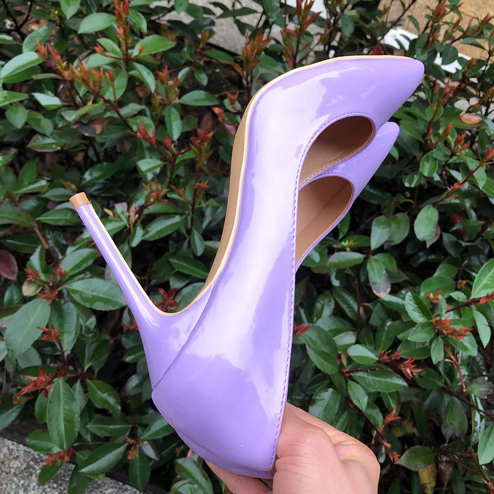 Futurecen Classic Design Women Pointed Toe High Heel Shoes Elegant OL Ladies Fashion Slip on Pumps Chic Stilettos Light Purple