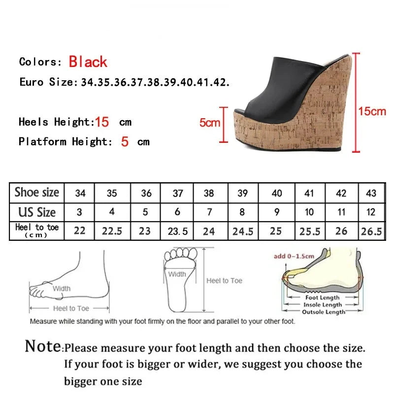 Futurecen Fashion Peep Toe Platform Wedges Women Slippers High Quality PU Leather Sandals 2024 New Summer Solid Heels Ladies Shoes