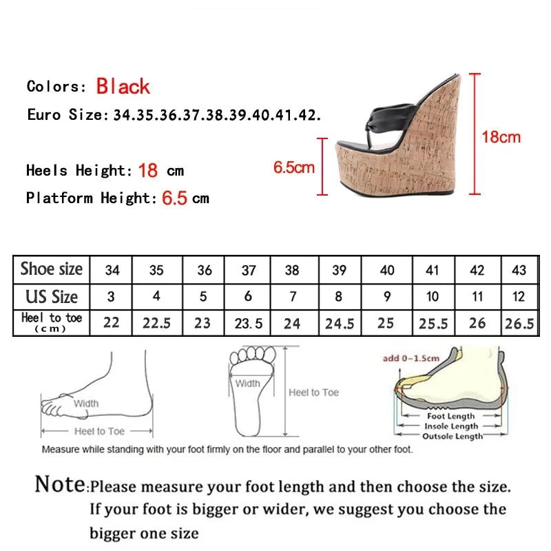 Futurecen 2024 New Sexy Super 18CM High Heels Platform Wedges Pinch Slippers Women Sandals Mules Shoes Size 35-42