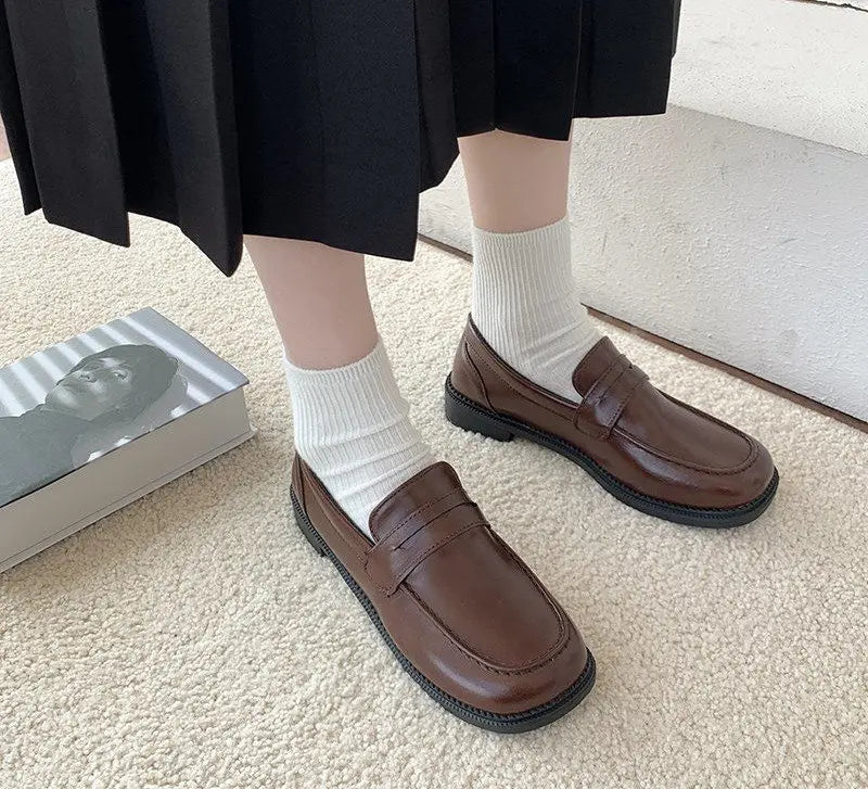 Futurecen Loafers Women Jk Uniform Shoes Uwabaki Japanese JK Round Toe Women Girls School Students Mary Janes Lolita Brown Cosplay Shoes