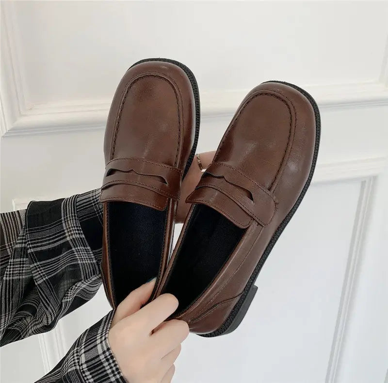 Futurecen Loafers Women Jk Uniform Shoes Uwabaki Japanese JK Round Toe Women Girls School Students Mary Janes Lolita Brown Cosplay Shoes