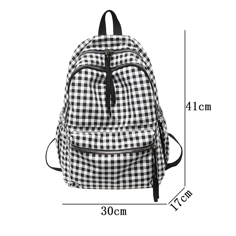 Futurecen School Backpacks Plaid Pattern Women's Backpack Fashion College Students School Bags for Girls Teenager Casual Female Schoolbag