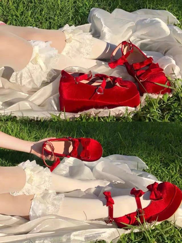 ♡ Candy Cake ♡ - Velvet Flat Platforms