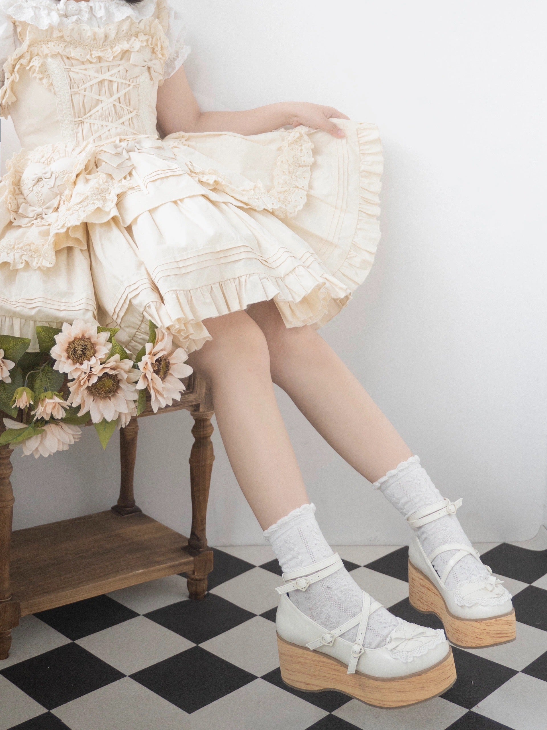 ♡ Vintage Cream Cake ♡ - Mid-Heel/Platform Shoes