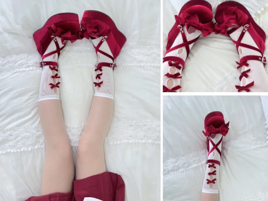 ♡ Sweet Doll ♡ - Velvet Flat Platforms