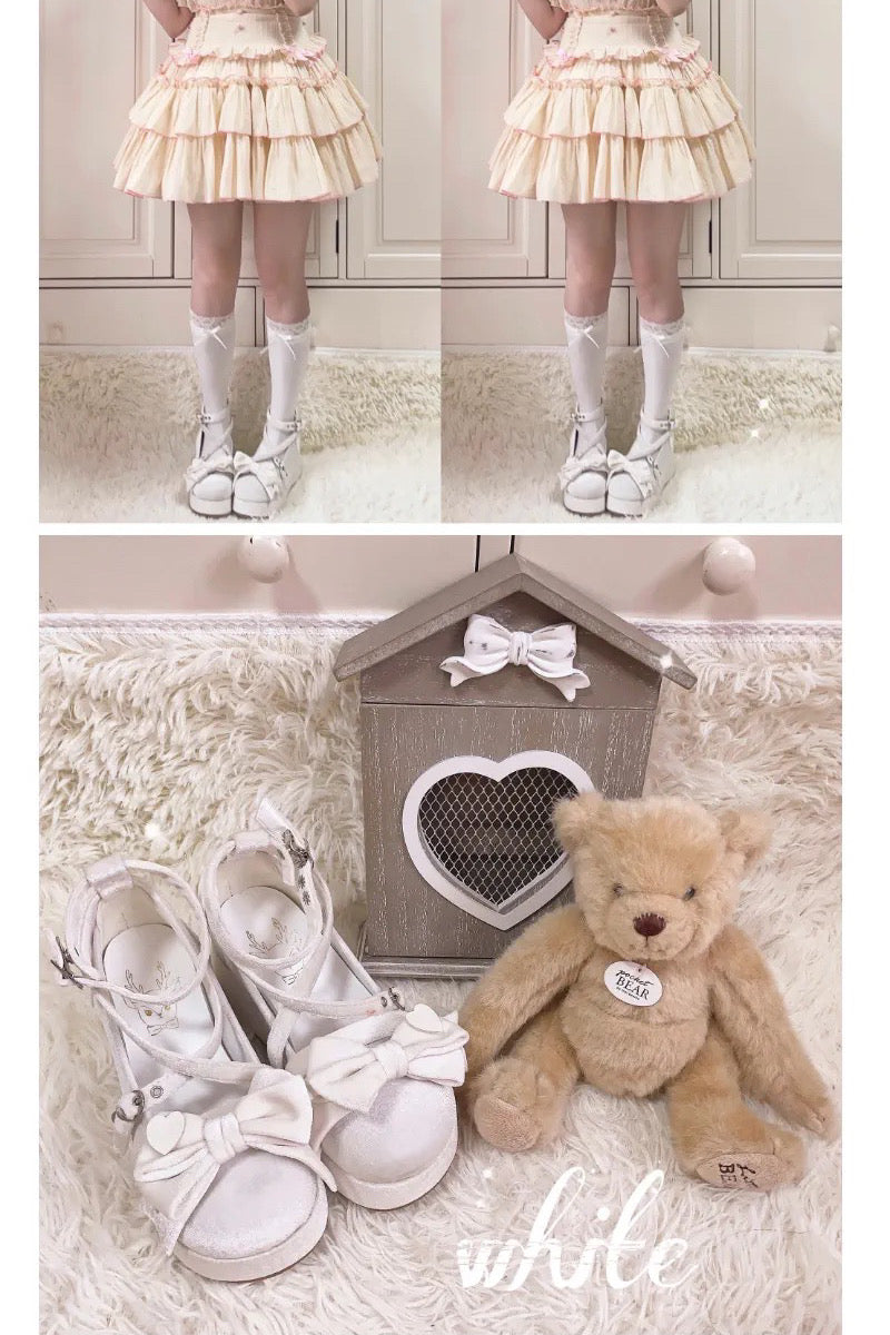 ♡ Sweet Doll ♡ - Velvet Flat Platforms