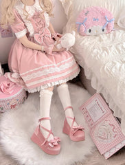 ♡ Sweet Doll ♡ - Velvet Flat Platforms