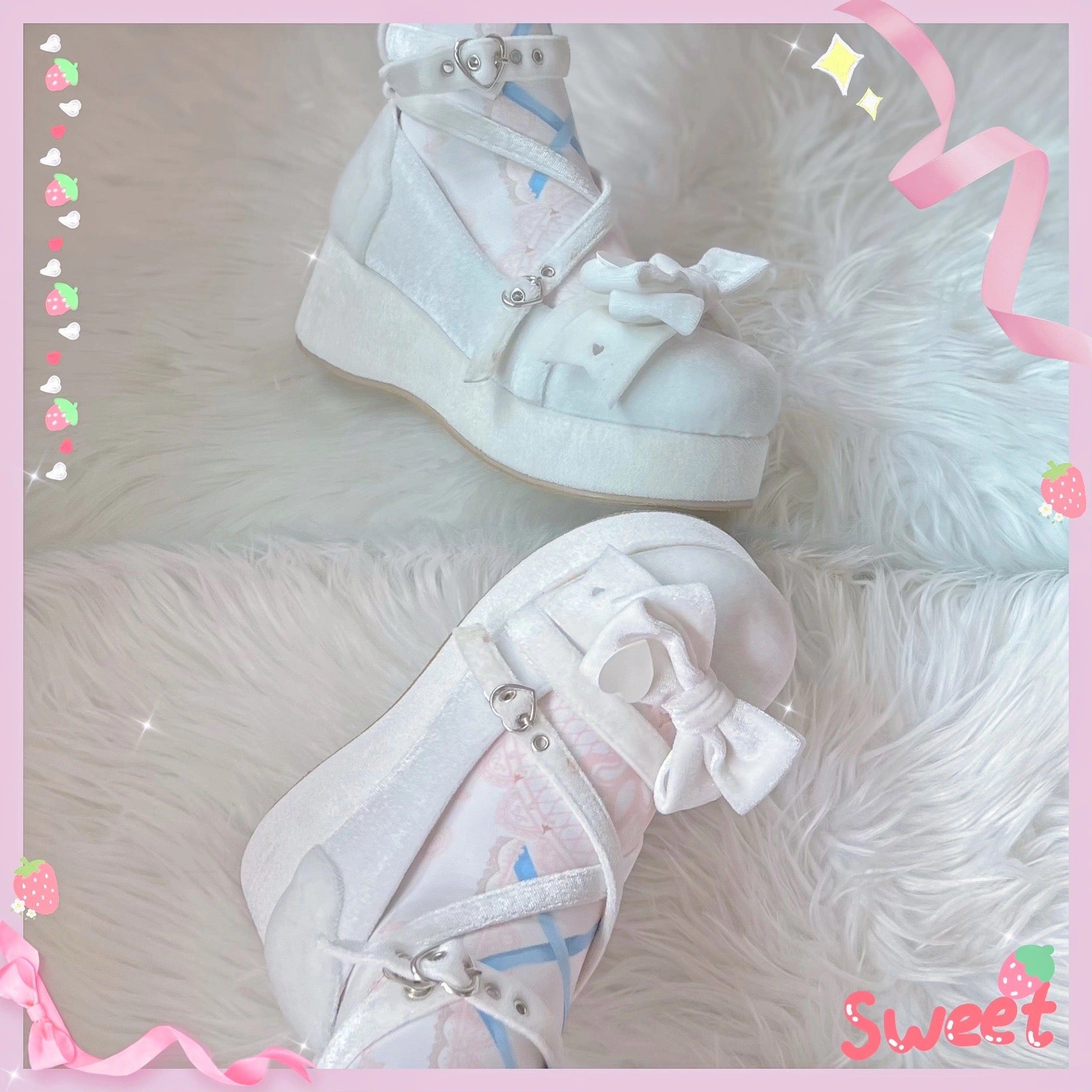 ♡ Sweet Doll ♡ - Velvet Flat Platforms