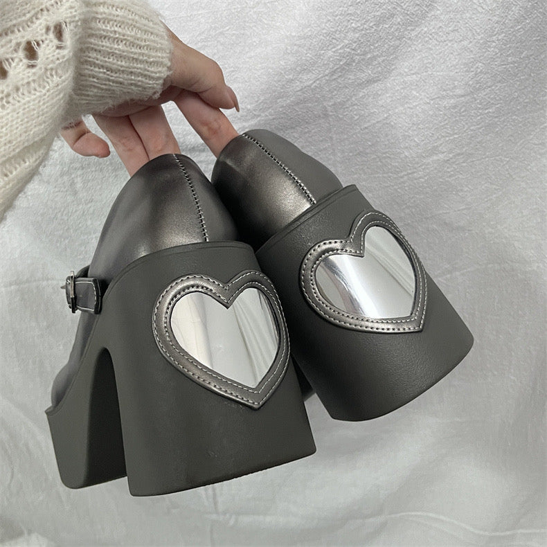 ♡ Heart Mirror ♡ - Dolly Platform Shoes