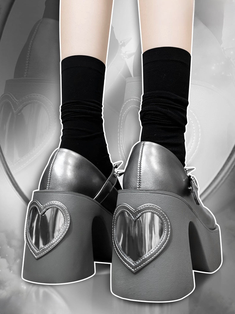 ♡ Heart Mirror ♡ - Dolly Platform Shoes